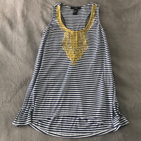Tops - Blue & White Striped Tank Top
